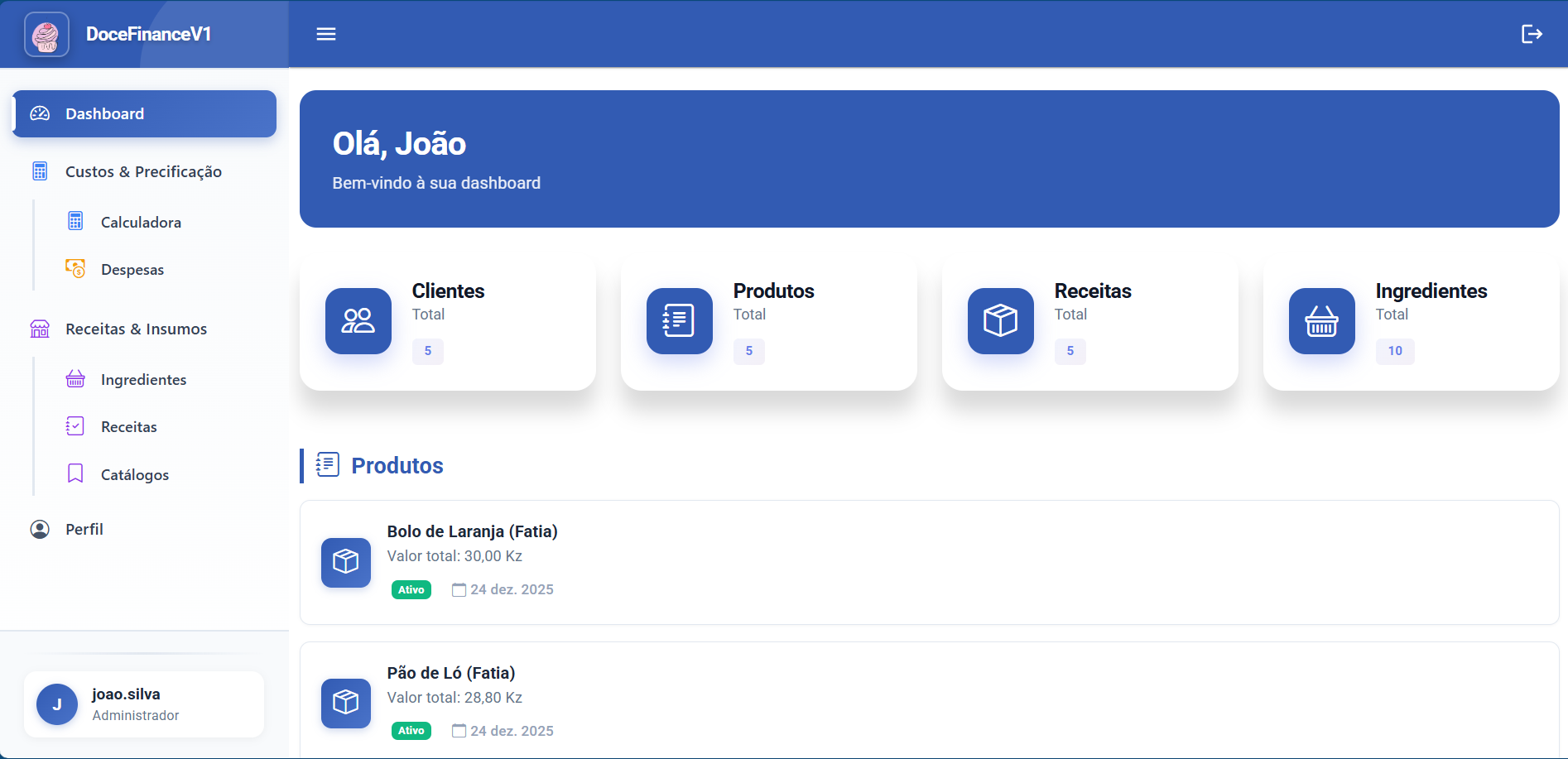 Dashboard DoceFinance